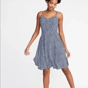 Old Navy fit and flare blue floral cami dress
